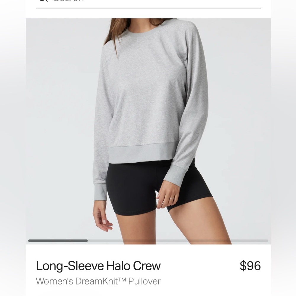 Vuori halo knit sweatshirt sz med pale gray heather